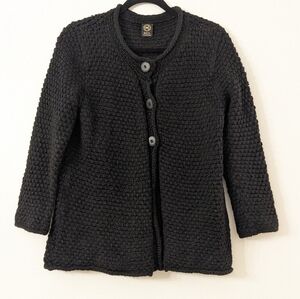 Inca Fashions Peruvian Alpaca Cardigan Knit Sweater Black Large